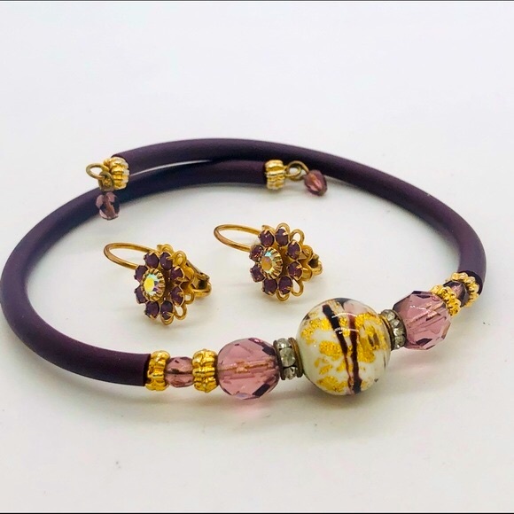 Vintage Liz Palacios Earrings & Art Glass Bracelet - Picture 13 of 13